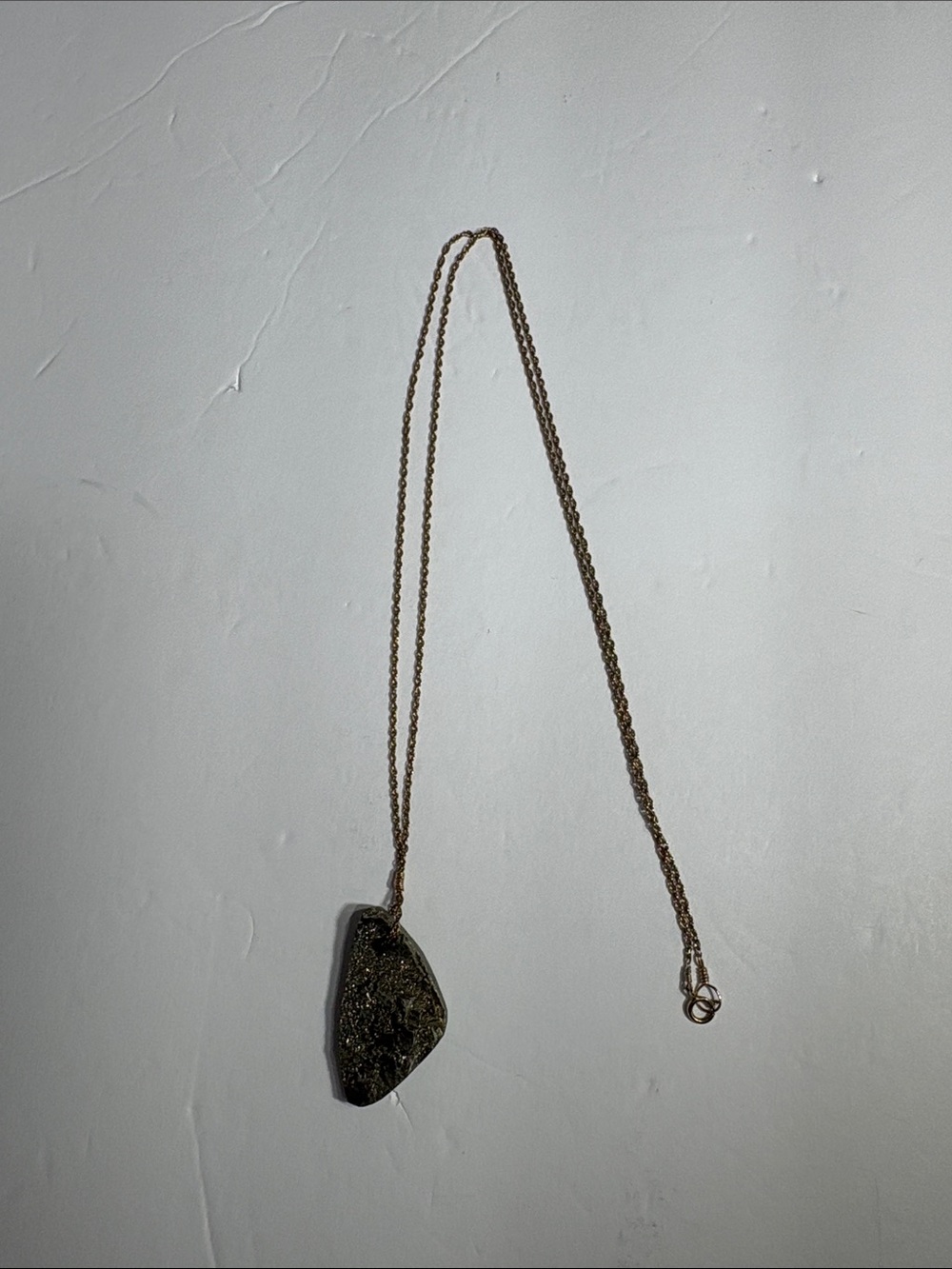 Gold Pendant Necklace with Speckled Teardrop Charm